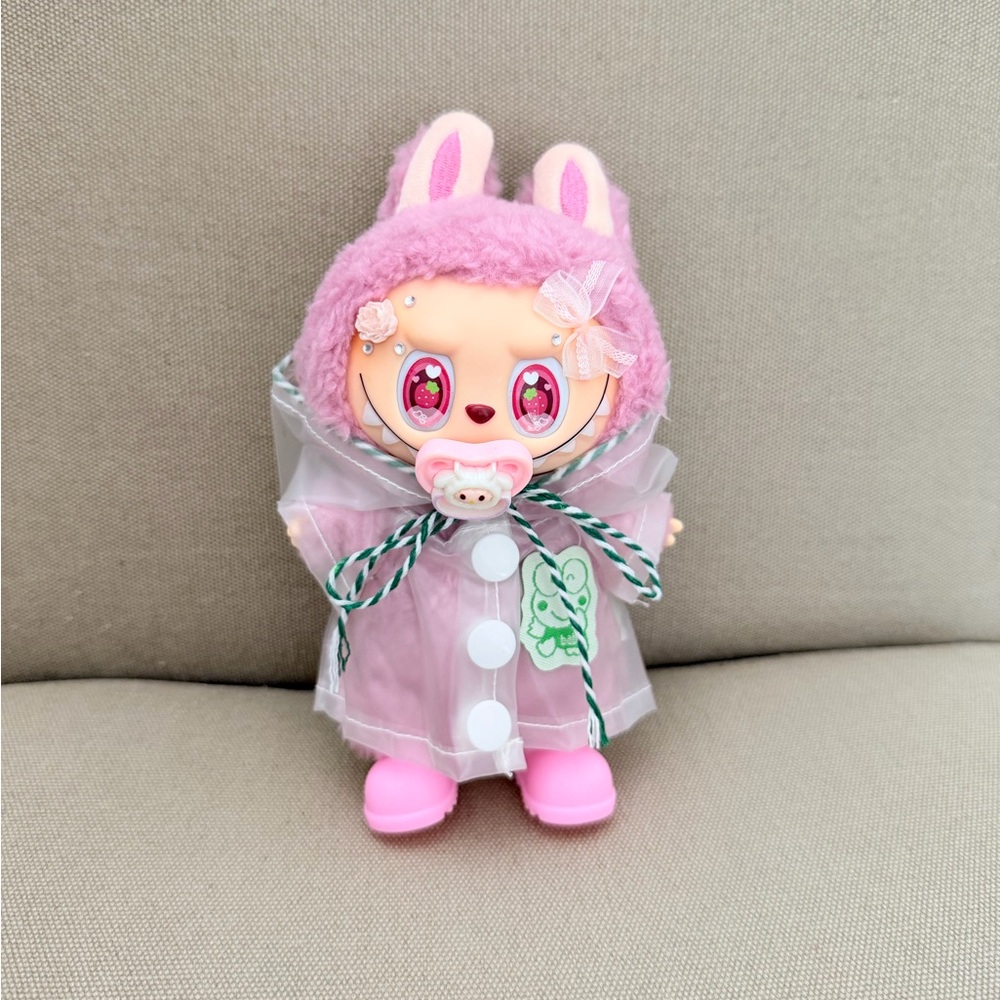 Doll and Outfit! Custom Made Labubu With Raincoat Costume! Unique!